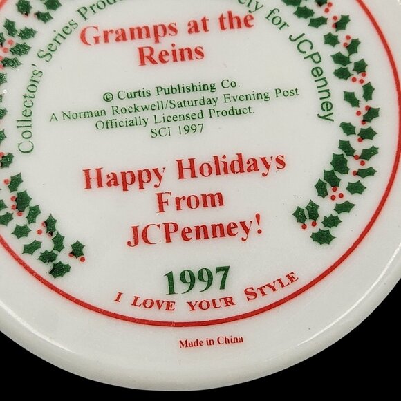 Norman Rockwell "Gramps At The Reins" 1997 Collectible Holiday Ornament JCPenney - Picture 3 of 4